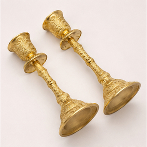 Luxury Vintage <b>Brass</b> Candle <b>Holder</b> Set Elegant Gold Metal Taper <b>Candlestick</b> for Wedding Reception Festive Table Decor - Product Image 6