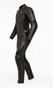 ชุดมอเตอร์ไซค์หนังแบบชิ้นเดียวทรงพอดีตัว |   สีน้ำตาลดำ |   ผู้ผลิต OEM ODM |   คุณภาพการออกแบบระดับพรีเมียม |   ชุดแข่งรถ - Product Image 3