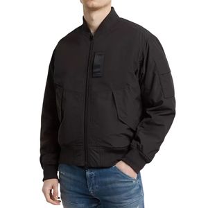 Blouson bomber pour homme, vêtement d'extérieur léger et transitoire, avec tissu lisse, fermeture éclair intégrale sur le devant, détails côtelés et design élégant - Product Image 1