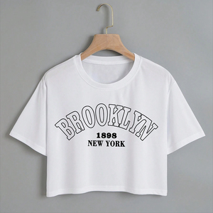 Haut court de yoga à manches courtes en coton 100% écologique à carreaux d'été pour femme, coupe ample et oversize, avec logo personnalisé imprimé, Services de haute qualité - Product Image 6
