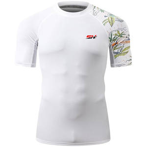 Camiseta de manga corta para hombre, personalizada, de alta calidad, con estampado digital, transpirable, ecológica, de secado rápido, para natación y fitness. - Product Image 1