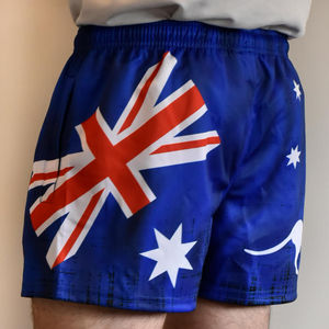 Customised australian western country footy <b>rugby</b> summer <b>shorts</b> for kids & men <b>with</b> <b>pockets</b> & zippers sublimation designed - Product Image 4
