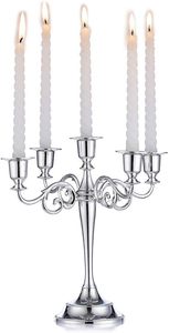 Candelabro de Cinco Brazos Warm Presence, Portavelas de Metal Plateado de 10.6 Pulgadas, Decoración Duradera para el Hogar, Uso en Bodas - Product Image 2