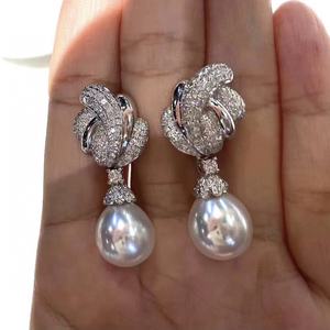 Heavy Industry's Exquisite Hong Kong Style 7-6mm Natural Pearl Earrings Flawless <b>Ribbon</b> Bow Design Pure <b>Silver</b> Thick Version - Product Image 2