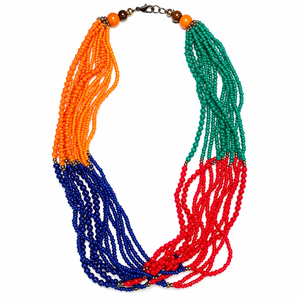 Collier doré avec maillons circulaires vert turquoise, bijoux géométriques modernes, fournisseur en gros - Product Image 4