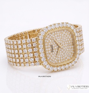 Montre Piagett en diamant, boîtier carré en or jaune 30 mm, quartz analogique, bracelet de luxe pour femme - Product Image 3