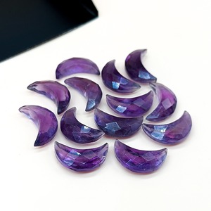 Gema tallada en forma de luna creciente de amatista púrpura natural de 17 mm, facetada, tipo briolette, para la fabricación de joyas, precio al por mayor, a granel. - Product Image 3