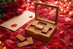 Handmade Acacia Wood Domino Set with Gold Inlay in Clear Lid Display Box Unique Personalized <b>Gift</b> - Product Image 3