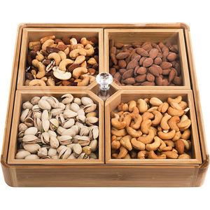 Bandeja de Almacenamiento de Madera Pulida Personalizada con Compartimentos Individuales y Múltiples, con Tapa, para Nueces, Dulces y Frutos Secos - Product Image 1