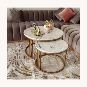 Stylish Handmade Customized Luxury Modern Metal Marble Coffee Table Set <b>Unique</b> Design Customized Color Living Room Furniture - Product Image 1