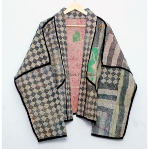 Chaqueta Gudari Hecha a Mano para Mujer, de Algodón Grueso, Estilo Indio Kantha, Surtida, Vintage, Reversible, Étnica, para Exteriores - Product Image 6