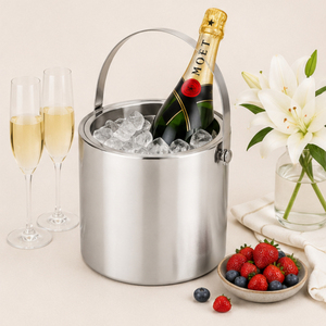 Seau à glace isotherme en acier inoxydable à double paroi avec couvercle et poignée, seau à vin portable pour les bars, les fêtes et l'hôtellerie - Product Image 2