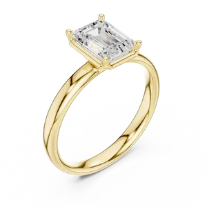 Bague de fiançailles solitaire en diamant de laboratoire taille émeraude 1,5 ct 7,50x5,50 mm, sertie à griffes, tige fine et confortable, design intemporel pour mariée - Product Image 2