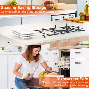 Vassoio di Servizio a 3 Livelli in Plastica, Espositore per Dessert, Supporto Rettangolare per Stoviglie, 3 Decorazioni per Tavola da Festa in Metallo - Product Image 5