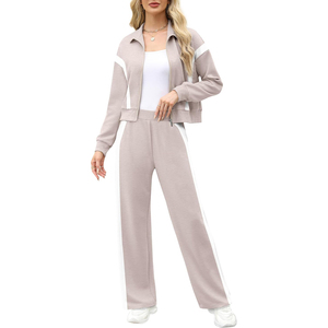 Conjuntos de Salón Blancos Albaricoque para Mujer 2025: Chándal de 2 Piezas, Sudadera y Pantalón de Chándal de Pierna Ancha, Conjunto a Juego - Product Image 1
