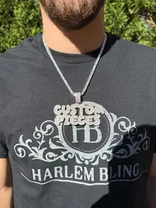 Colgante Personalizado con Nombre en Plata de Ley, Estilo Hip Hop, con Letra de Moissanita de Corte Brillante, Joyería de Lujo con Brillo, Estilo Rapper - Product Image 2