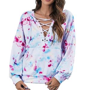 Venta caliente cuello acanalado estilo sublimado personalizado Sudadera con capucha de moda multicolor mujeres pulóver sudaderas con capucha y sudadera chica - Product Image 1