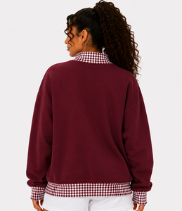 Wholesale Women’s Oversized <b>Mock</b> Neck Pullover Custom Cotton Fleece Long Sleeve Casual Autumn Sweatshirt - Product Image 5