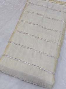 Tissu en dentelle perlée, tissu brodé, maille à sequins, organza pour la couture, abaya, kaftan, vêtements de mariage, fournisseur pour l'exportation, acheteurs - Product Image 1