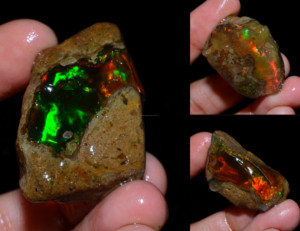 Lote de 3 piezas de ópalo etíope Welo Fire, 100% natural, de primera calidad, en bruto, para la elaboración de joyas. - Product Image 1