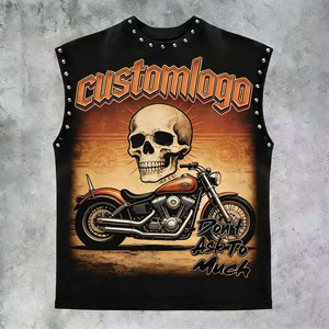 Camiseta sin mangas con estampado gráfico personalizado, 100% algodón, lavado ácido, calidad premium, para ropa urbana, servicio OEM. - Product Image 5