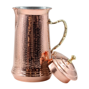 Pure Copper Water Pitcher with Diamond Hammered Design & Brass Knob Lid Handmade <b>Jug</b> for Hotel Restaurant Tableware - Product Image 6