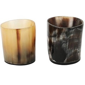 Verre à shot en corne de bœuf véritable de haute qualité, forme naturelle, style nordique, gravé à la main, motif animal, écologique, Noël - Product Image 4