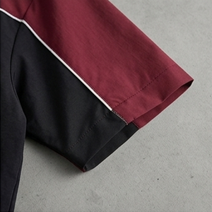 Traje casual de camisa y pantalón de manga corta con cuello alto y cremallera para hombre, estilo urbano, transpirable, 100% poliéster, 380g, para primavera - Product Image 4