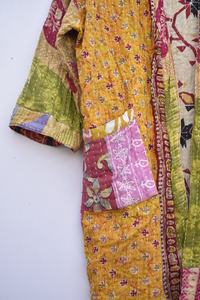 Recién llegado, chaqueta Kantha de algodón indio, chaqueta de edredón Kantha Vintage, Kimono largo clásico con cinturón y chaqueta de mujer de cuello grande - Product Image 3