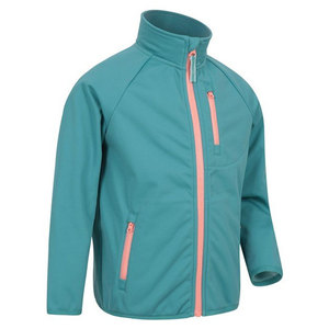Customized Teal Softshell <b>Jacket</b> with <b>Pink</b> Zippers Outdoor Casual Wear Stand Collar & Multiple Pockets - Product Image 4