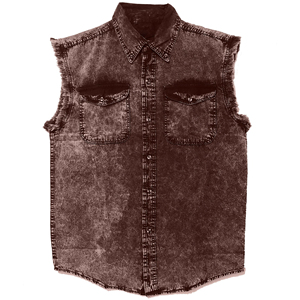 Mens Denim Sleeveless Shirt Casual Button Down Biker Vest Comfortable Cotton Fabric Fashionable Biker Denim Shirt For Men - Product Image 4