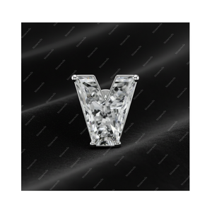 Regalos de Navidad, Pendientes de Plata de Ley 925 con Letra Inicial V, Diamante Cultivado en Laboratorio con Certificación GIA IGI, Oro Fino, para Él y para Ella - Product Image 1