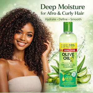 Champú Hidratante con Aceite de Oliva y Aloe Vera OEM ODM para Cabello Afro Rizado, Sin Sulfatos, Limpieza Natural, Cuidado del Cabello, 480 ml - Product Image 5