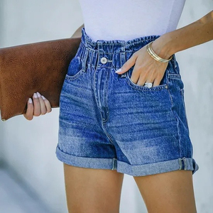 Women's Simple Summer Denim <b>Shorts</b> <b>High</b> <b>Waist</b> Stretch Folding Denim <b>Jean</b> <b>Shorts</b> Hot Breathable Pants Double Side Color - Product Image 4