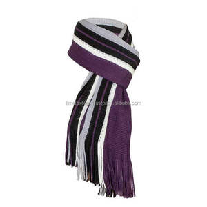 Écharpe Jacquard Rayée pour Homme Style Britannique Hiver Châle à Pompons 100% Acrylique Léger Respirant Longue Longueur - Product Image 5