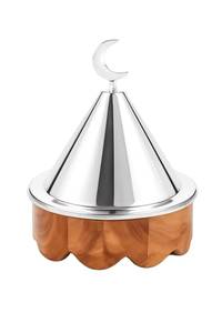 Olla de Cerámica Blanca para Calentar Alimentos con Tapa Cónica Dorada y Diseño de Luna Creciente - Product Image 6