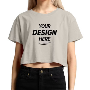 Camiseta Corta Blanca Informal para Mujer, Lisa, Personalizable, para Uso Diario, Ligera, de Algodón, Manga Corta, Cuello Redondo - Product Image 1