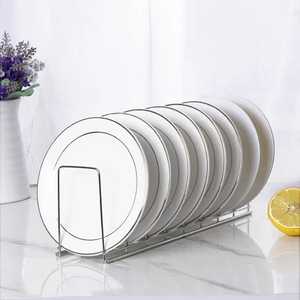 White Metal Narrow Plate Rack Kitchen <b>Cabinet</b> Organizer Vertical Dish Storage Stand for <b>Small</b> Space Pantry Countertop Holder - Product Image 4