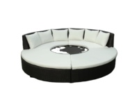 Moderne Rattan-Gartenmöbel mit PU-Kissen und Glastischplatten für Sofa-Essgruppen für Schule, Zuhause, Büro & Hotel