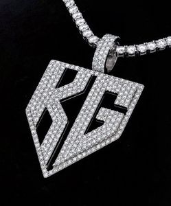 Pendentif Dvars Diamond RG Shield personnalisé en argent 925 plaqué rhodium, moissanite taille brillant sertie griffes, style Hip Hop pour homme, usage quotidien - Product Image 2