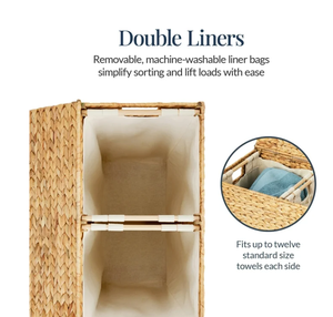 Artex HaiNam <b>Rectangular</b> Natural Water Hyacinth <b>Storage</b> <b>Basket</b> With Handles Rustic Multi-Purpose Organizer For Laundry <b>Storage</b> - Product Image 3
