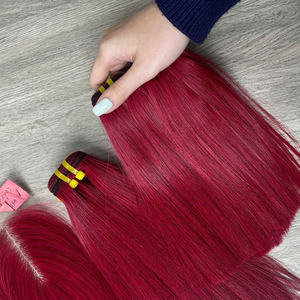 Extensions de cheveux vietnamiens soyeux et lisses pour femmes, prix de gros usine, qualité supérieure, couleur vin - Product Image 5