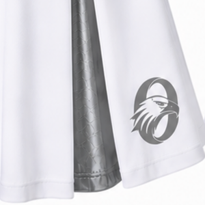 Ensemble d'uniforme de cheerleading sublimé blanc et gris sans manches, haut court et jupe, tenue de sport personnalisée pour l'entraînement et la performance - Product Image 5