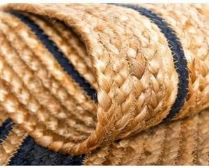 Alfombra Redonda de Yute Tejida a Mano, Hilo Natural, Estilo Bohemio, Beige, Reversible, Ecológica, Pelo Medio, Gruesa, para Sala de Estar - Product Image 3