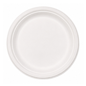 Plato Desechable de Bagazo Blanco Resistente de 9 Pulgadas, Biodegradable, Compostable, Apto para Microondas, para Fiestas y Catering - Product Image 1