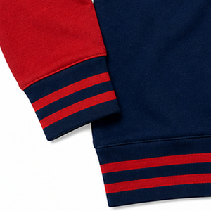 Cardigan en tricot pour femmes, couleur contrastée bleu marine et rouge, col en V, manches longues, fermeture à boutons, coupe classique, toutes saisons - Product Image 3