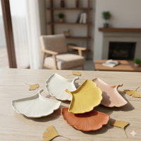 Plateau de service en forme de feuille, assiette décorative en forme de feuille de Ginkgo pour collations, bijoux, fruits, décoration de la maison