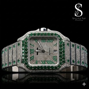 Montres en acier de luxe personnalisées, entièrement serties de diamants étincelants, montres en moissanite VVS pour hommes, provenant d'un fournisseur indien - Product Image 1