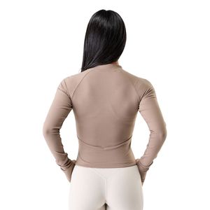 Women's Khaki Full Zip Sports <b>Jacket</b> Long Sleeve Breathable Stretch <b>Workout</b> Gym Running Fitness Yoga Activewear <b>Jacket</b> - Product Image 6