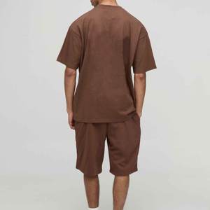 Conjuntos de Invierno para Hombre, Camisetas de Manga Corta y Pantalones Cortos, Transpirables, Casuales, de Corte Holgado, con Logotipo Personalizado, Jersey de Punto a Cuadros, de Secado Rápido - Product Image 4